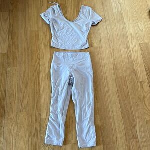 lululemon athletica Lavender Short Sleeve Crop Top & Leggings Set